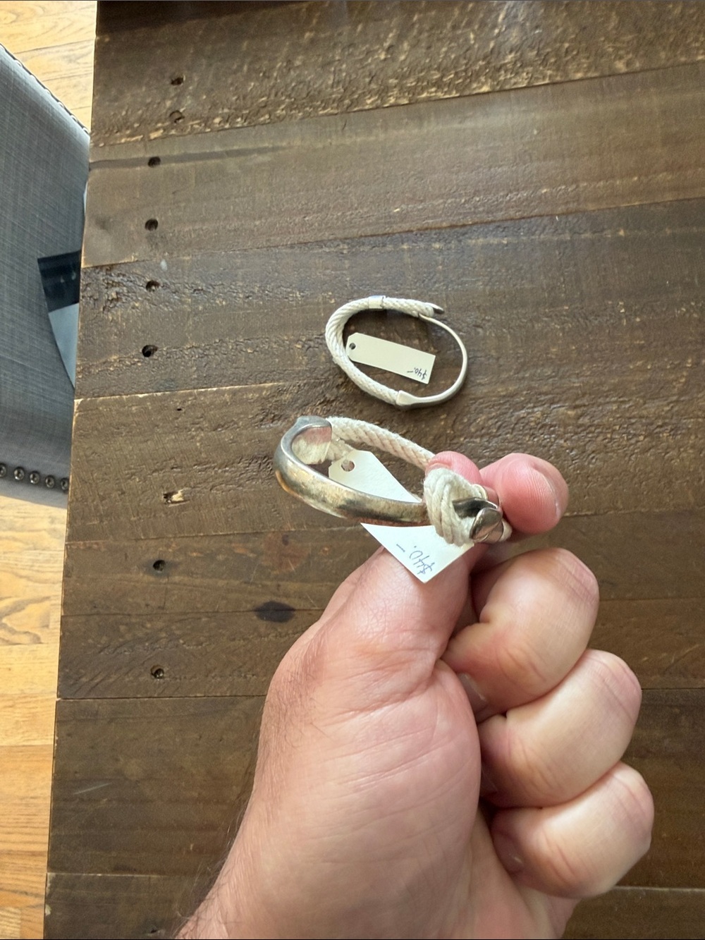 Silver Rope Knot Bracelet with Cream Rope - Picture 3 of 3